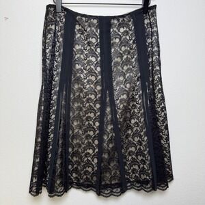 VTG y2k Women Whimsigoth Skirt 6 Black Lace Overlay Midi Steampunk A-Line